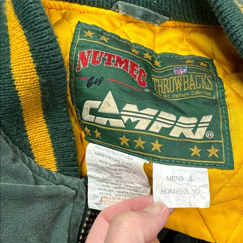 Vintage Nutmeg By Campri Green Bay Packers Full Zip Jacket Grunge Large - Picture 5 of 11